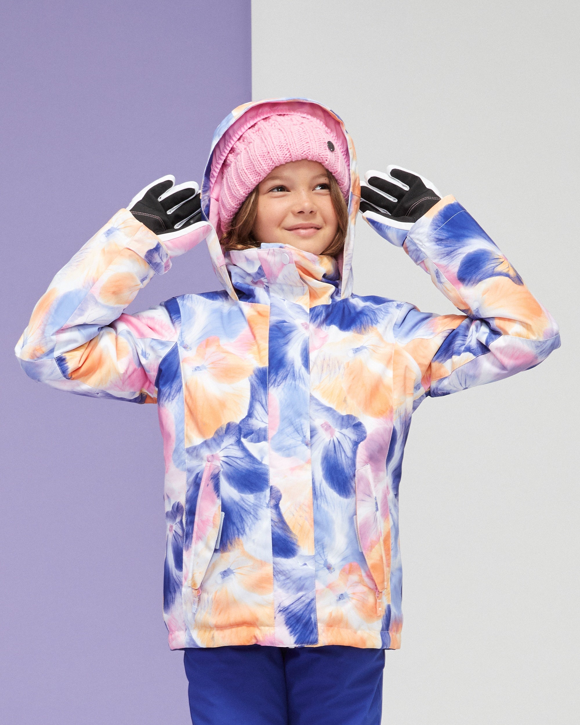 Girls 8 16 Roxy Jetty Snow Jacket BRIGHT WHITE PANSY PANSY RG Roxy