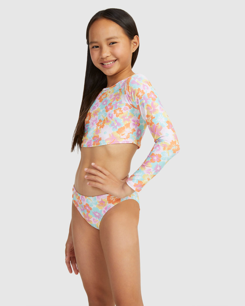 Girls Floraya Ls Crop Top Set Rashguard