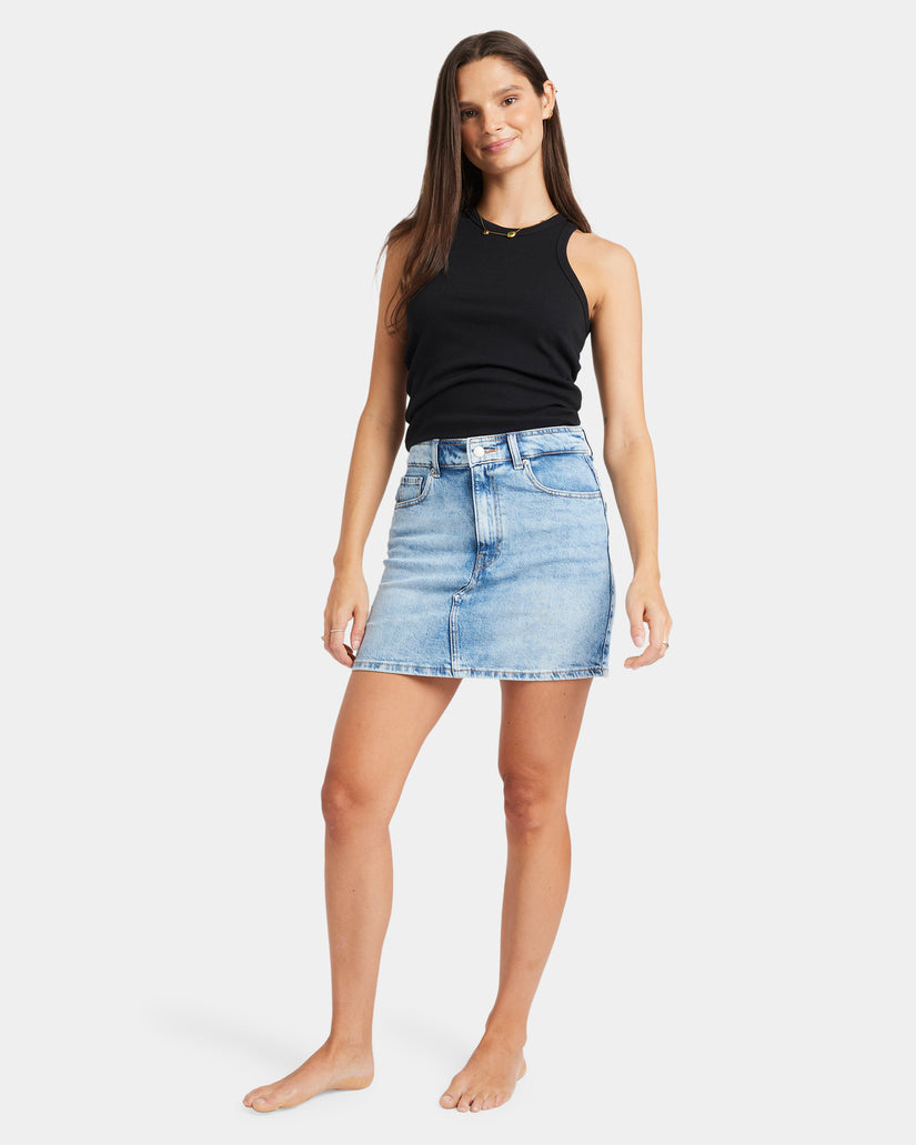 Womens Rain Beau Blue Denim Mini Skirt