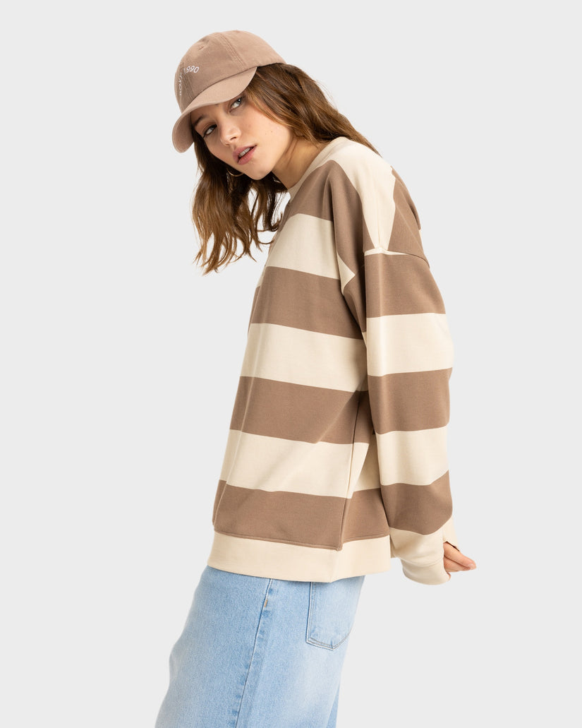 Womens Strictly Stripes Oversizedd Crew Neck