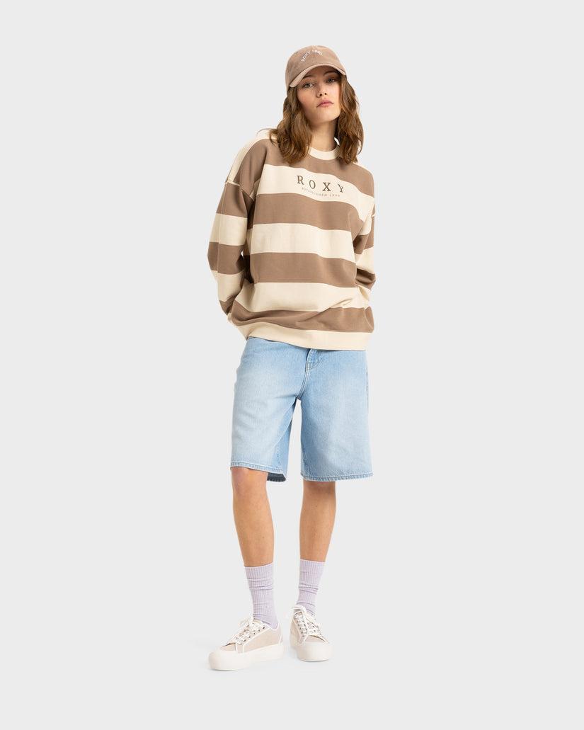 Womens Strictly Stripes Oversizedd Crew Neck