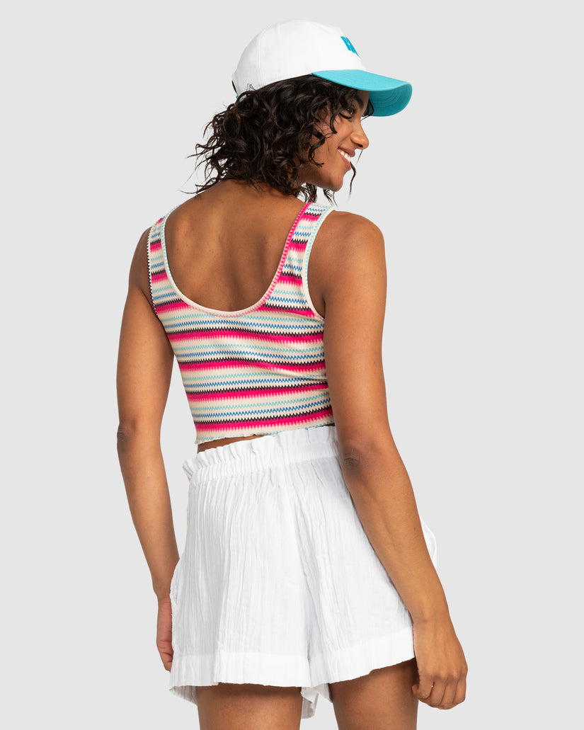 Womens Keep It Wavy Printed Ribbed Tank Top