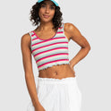 Womens Keep It Wavy Printed Ribbed Tank Top