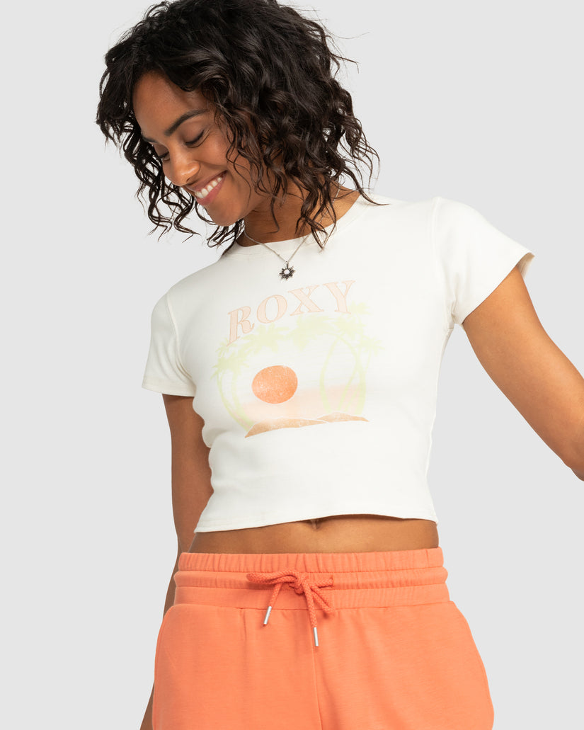 Womens Roxy All Day Short Sleeve Cropped T-Shirt