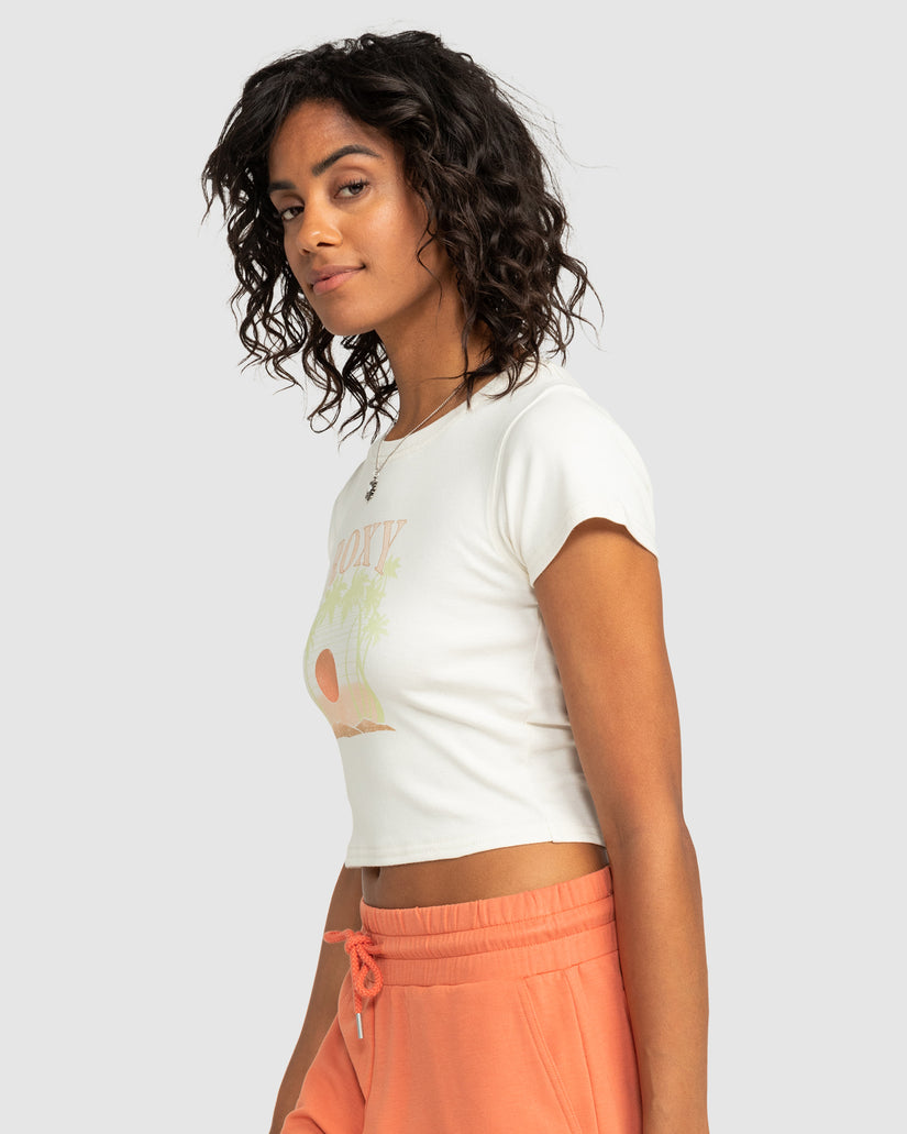 Womens Roxy All Day Short Sleeve Cropped T-Shirt