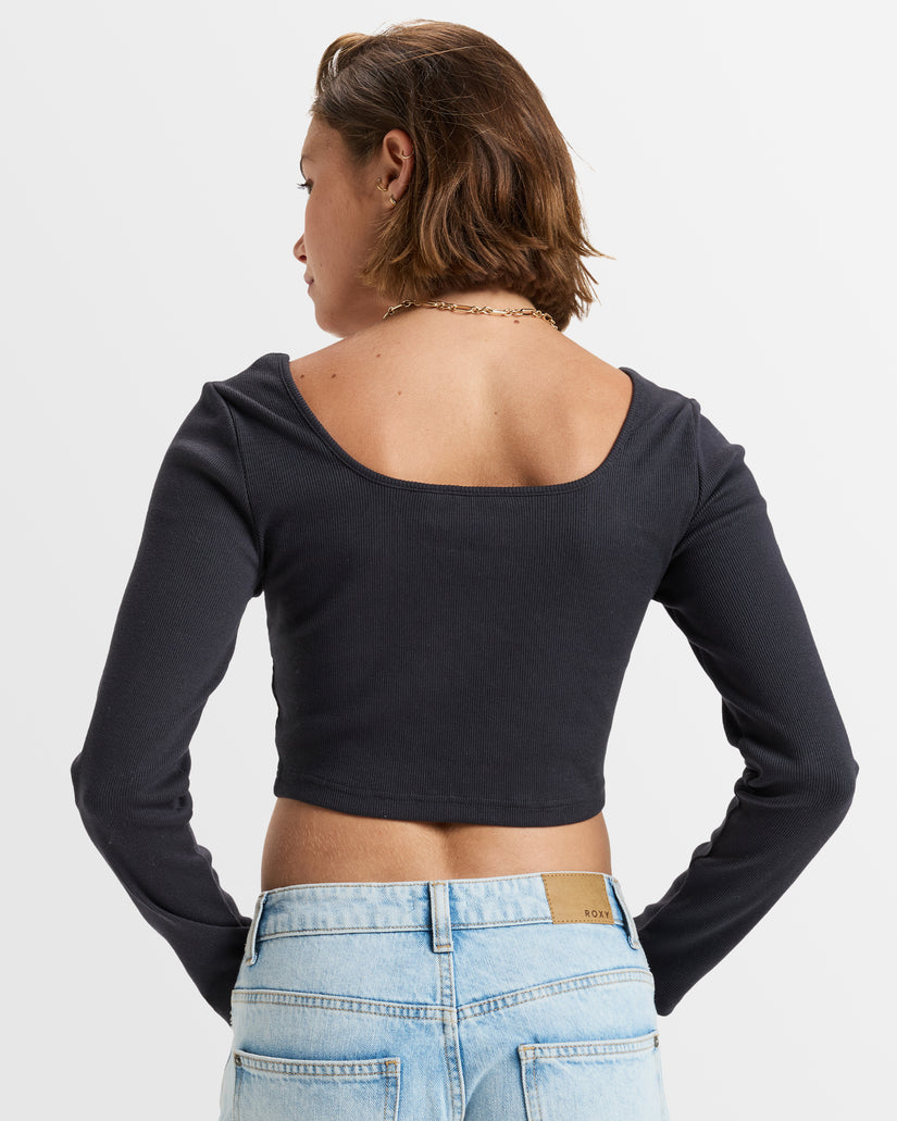 Womens Pretty Please Long Sleeves Cropped Top