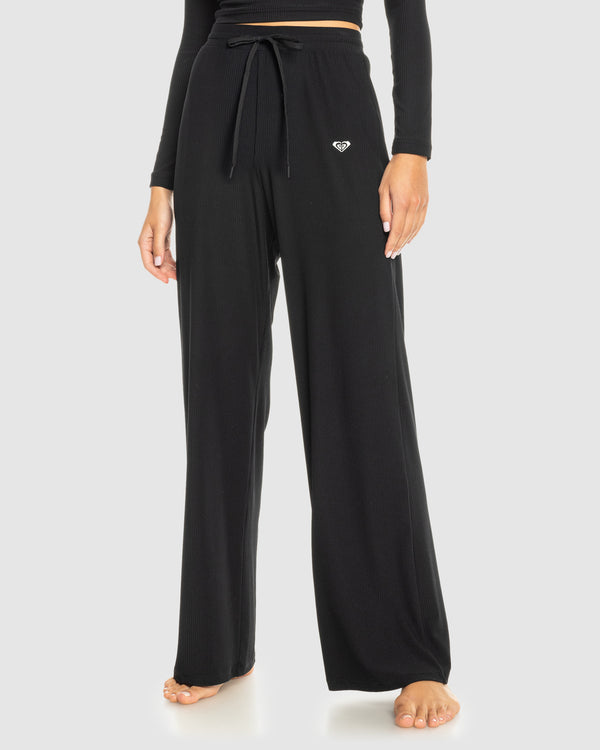 Womens Rise & Vibe Rib Wide Leg Pants