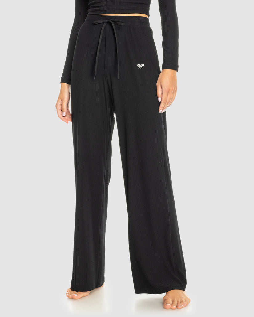 Womens Rise & Vibe Rib Wide Leg Pants