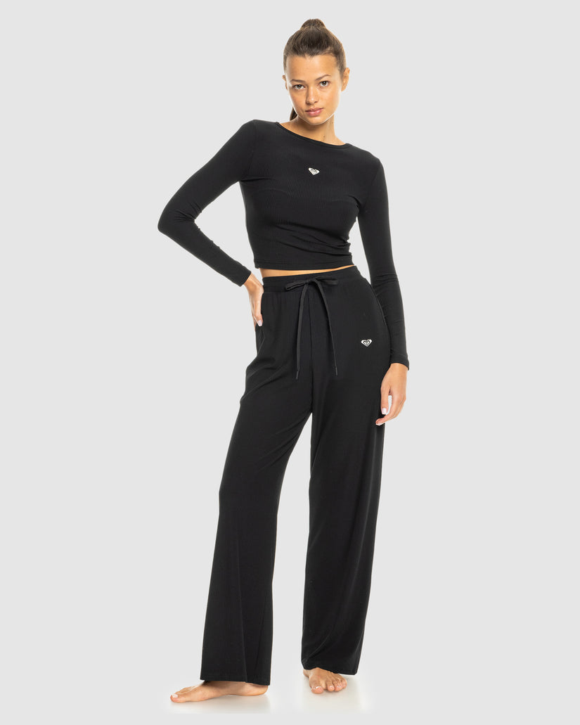 Womens Rise & Vibe Rib Wide Leg Pants