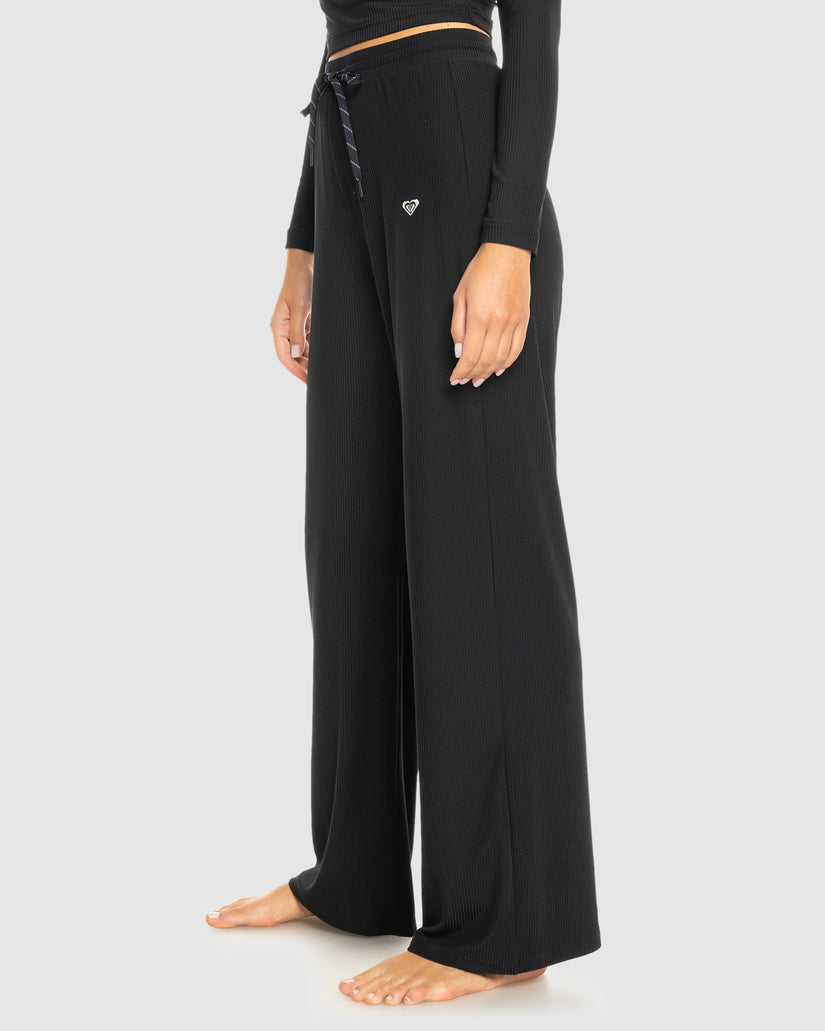 Womens Rise & Vibe Rib Wide Leg Pants