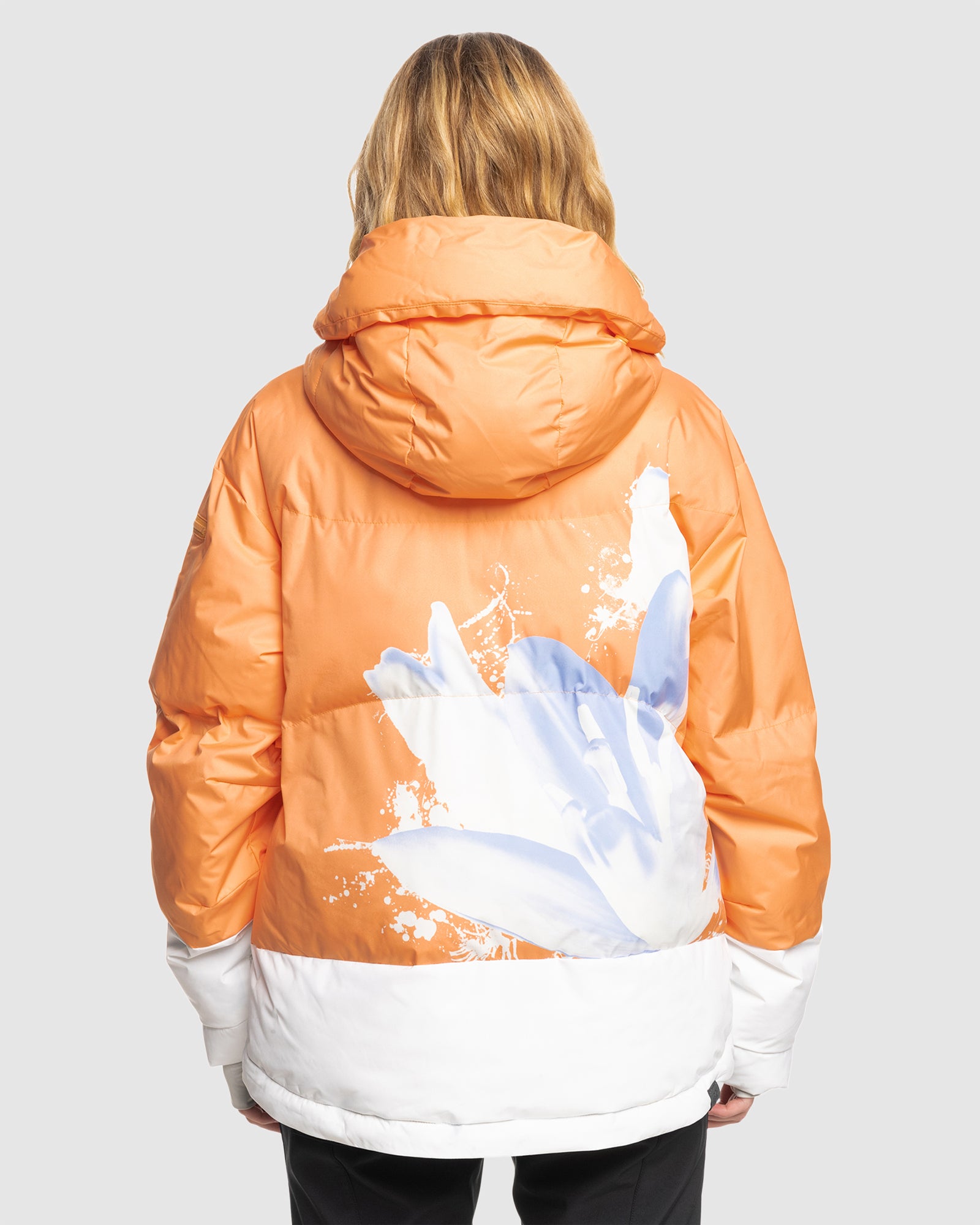 Puffy orange jacket on sale