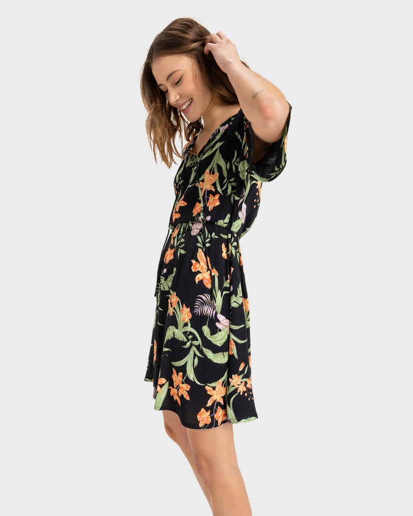 Womens Tropical Tides Crinkle Mini Dress