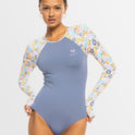 Womens Basic Long Sleeves One-Piece Swimsuit