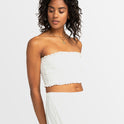 Womens Warm Waters Eyelet Smocked Tube Top