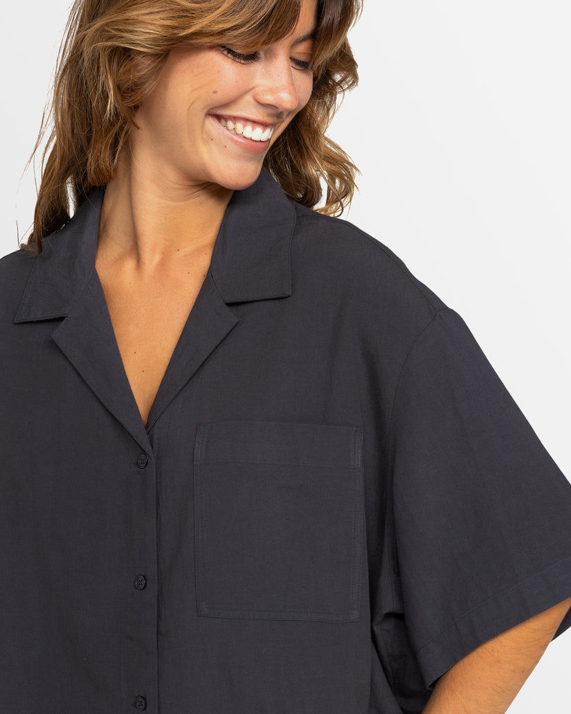 Womens Bisous Oversized Short Sleeves Shirt