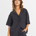 Womens Bisous Oversized Short Sleeves Shirt