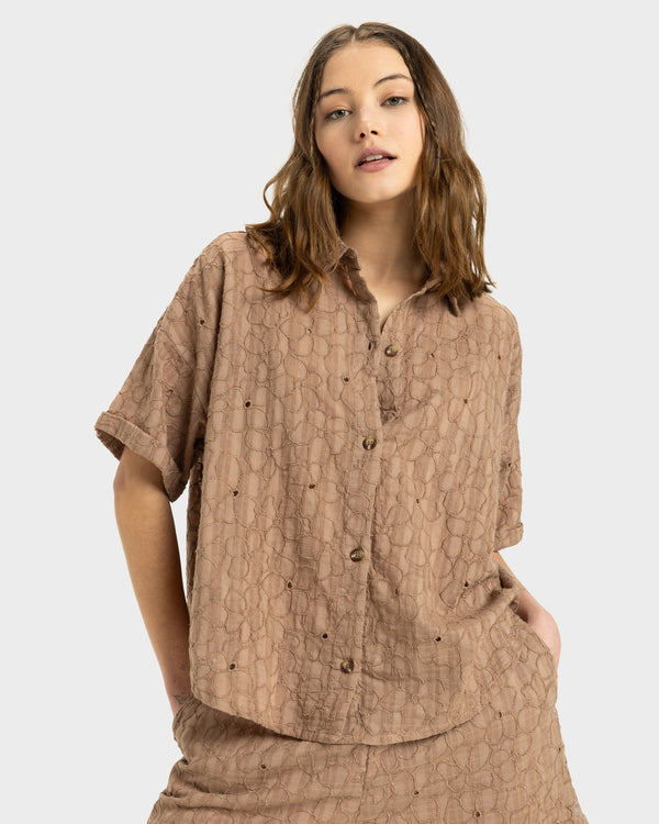 Womens Beach Nostalgia Eyelet Top