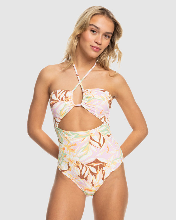 Womens Meadow Flowers Fashion One Piece Swimsuit