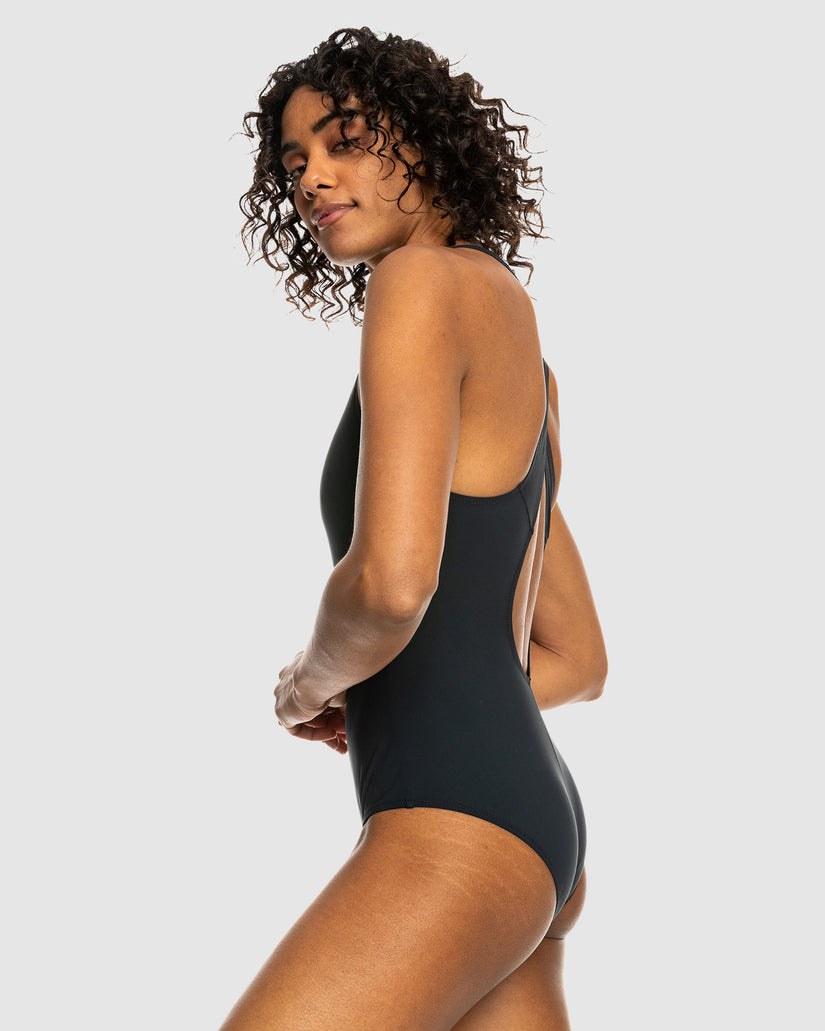 Womens Roxy Active Cross Back One-Piece Swimsuit