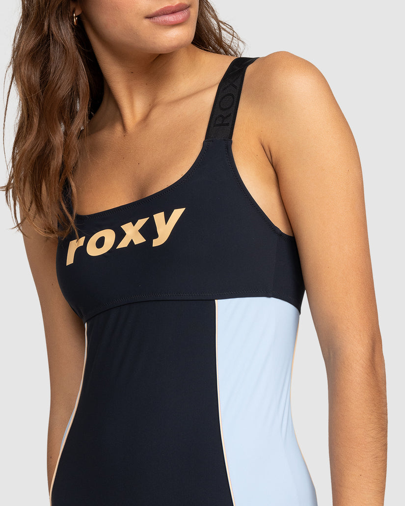 Womens Roxy Active Colorblock One Piece Swimsuit