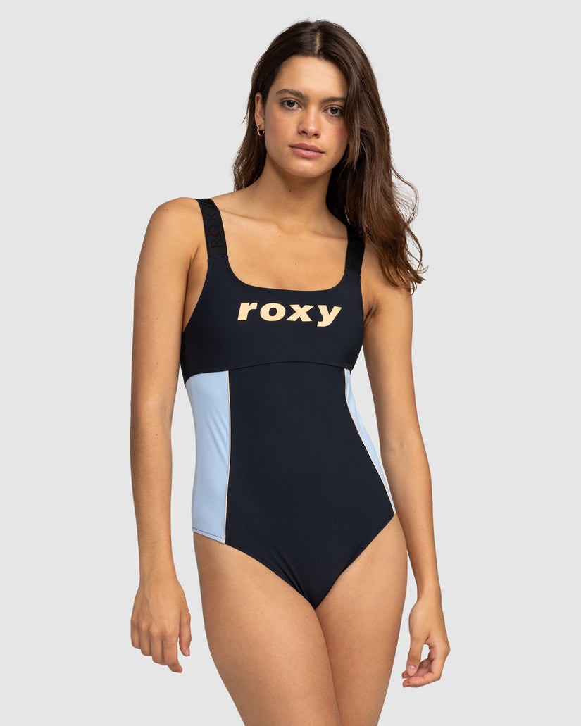 Womens Roxy Active Colorblock One Piece Swimsuit