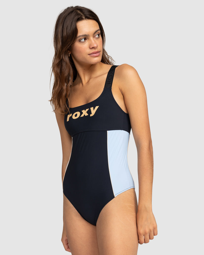 Womens Roxy Active Colorblock One Piece Swimsuit