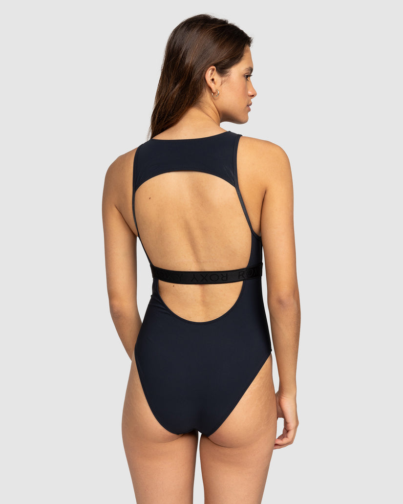 Womens Roxy Active High Leg One-Piece Swimsuit