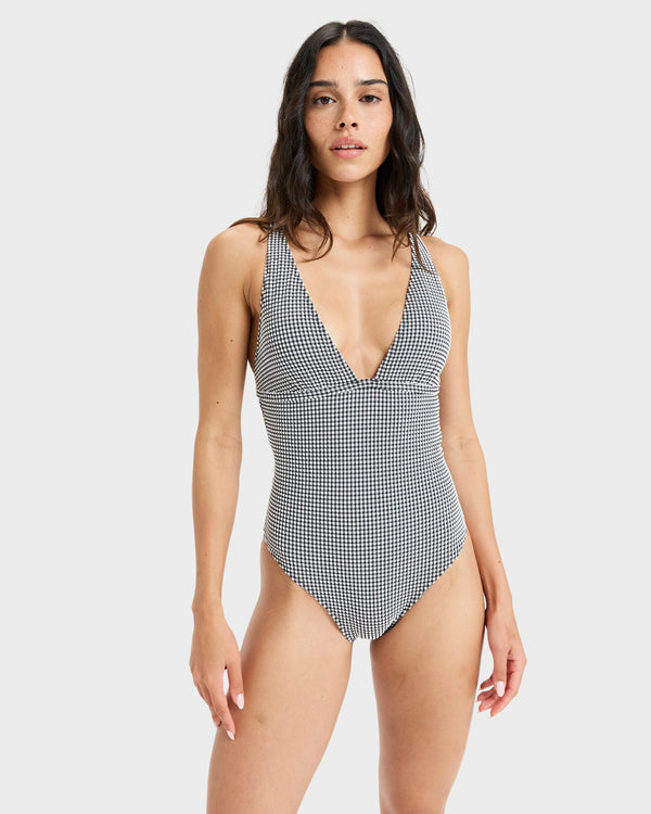 Womens Gingham One Piece Swimsuit