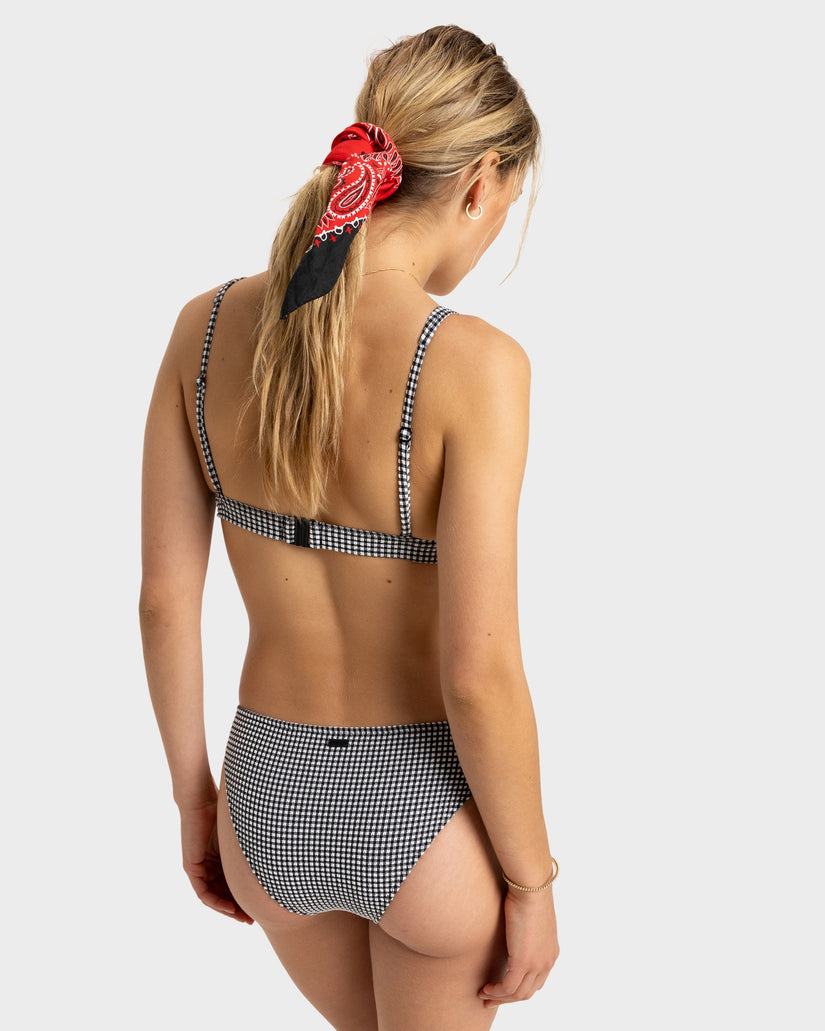 Womens Gingham Elongated Tri Bikini Top