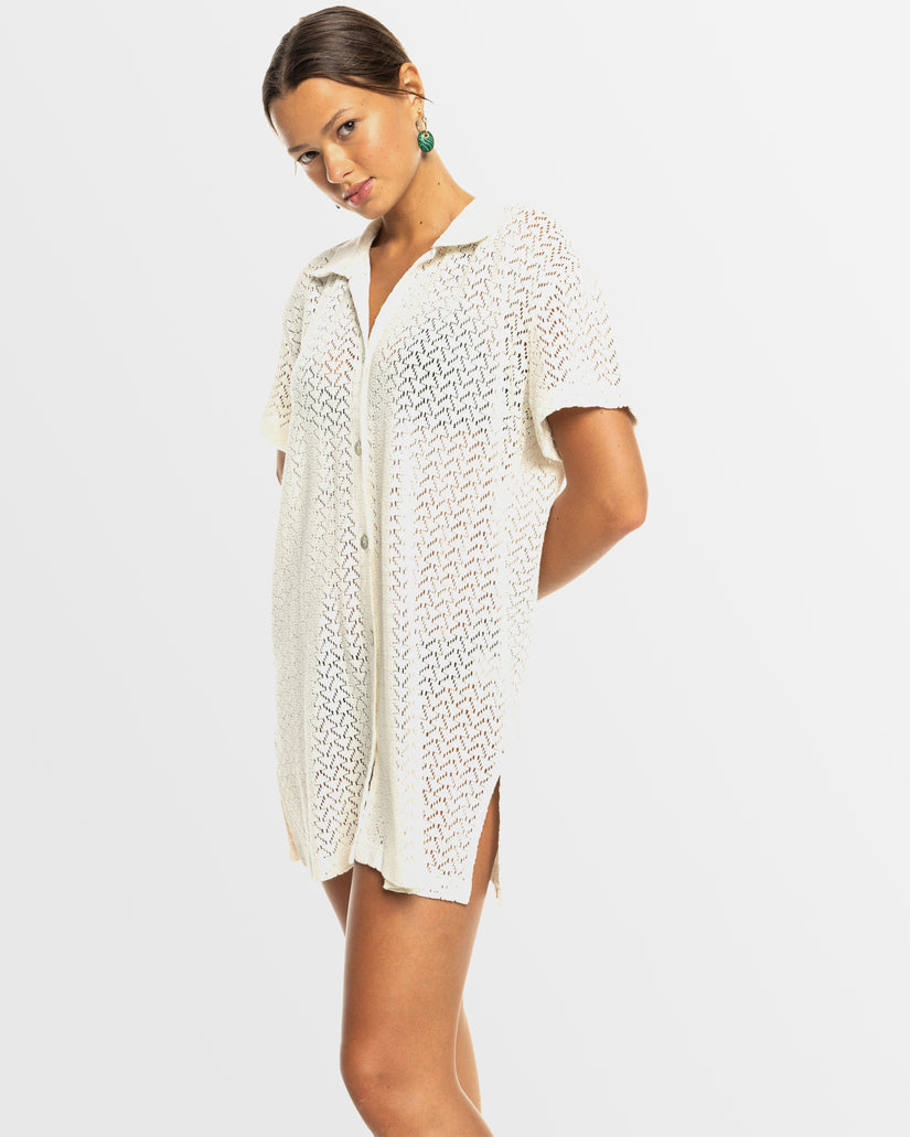 Womens Dalia Beach Crochet Shirt Dress