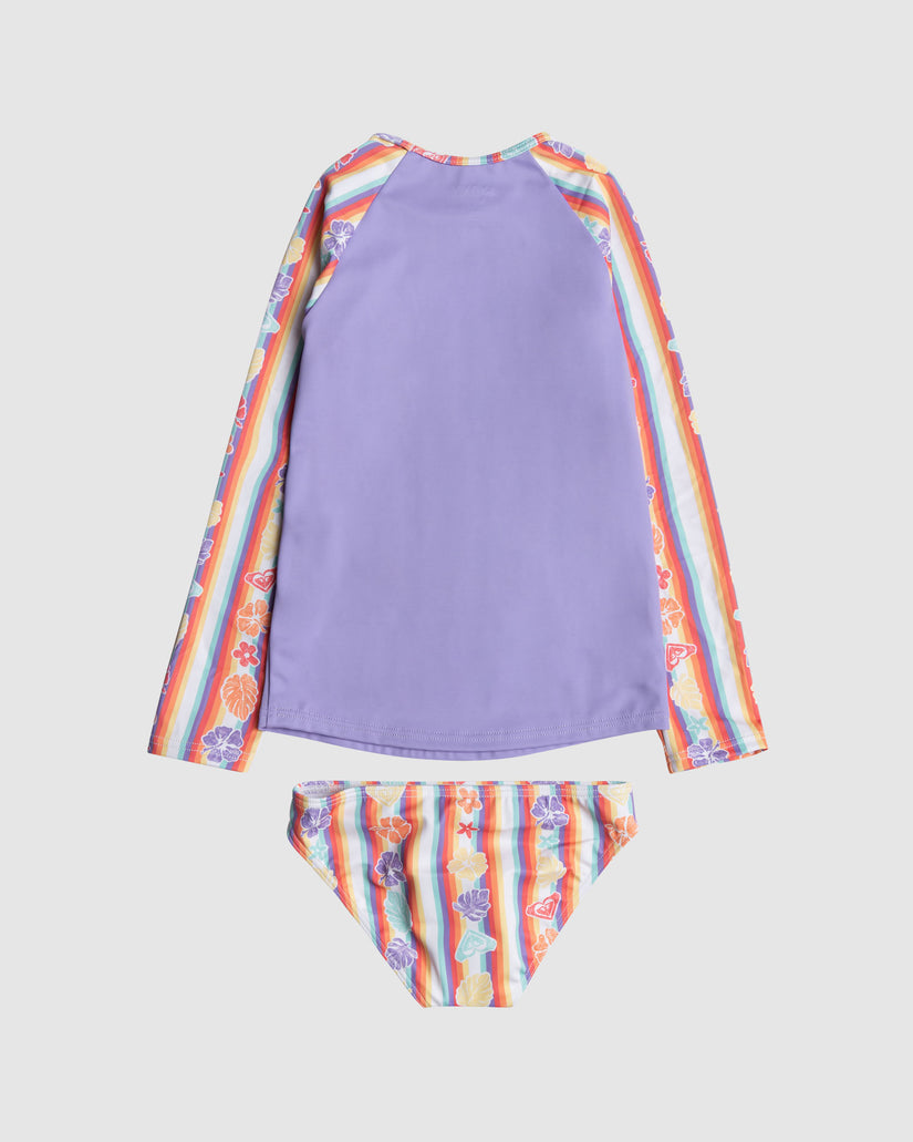 Girls 2-7 Rainbow Bay Stripe Lycra Long Sleeve Rash Vest