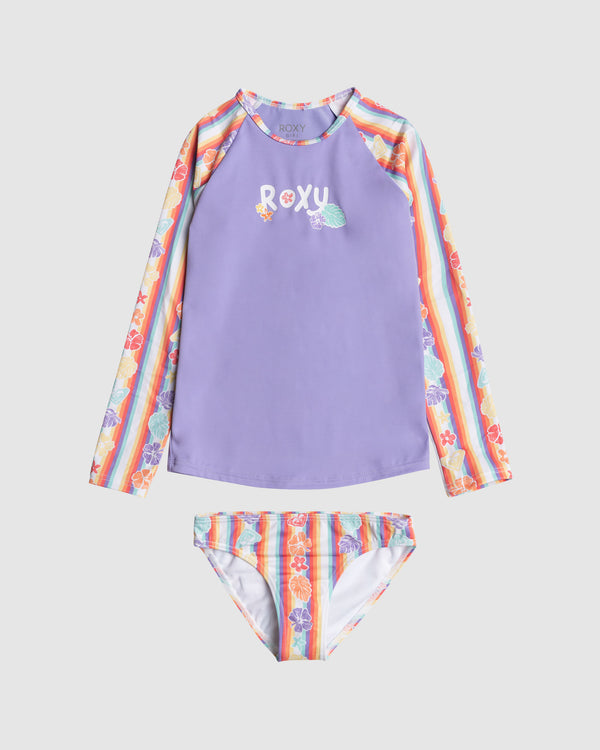 Girls 2-7 Rainbow Bay Stripe Lycra Long Sleeve Rash Vest