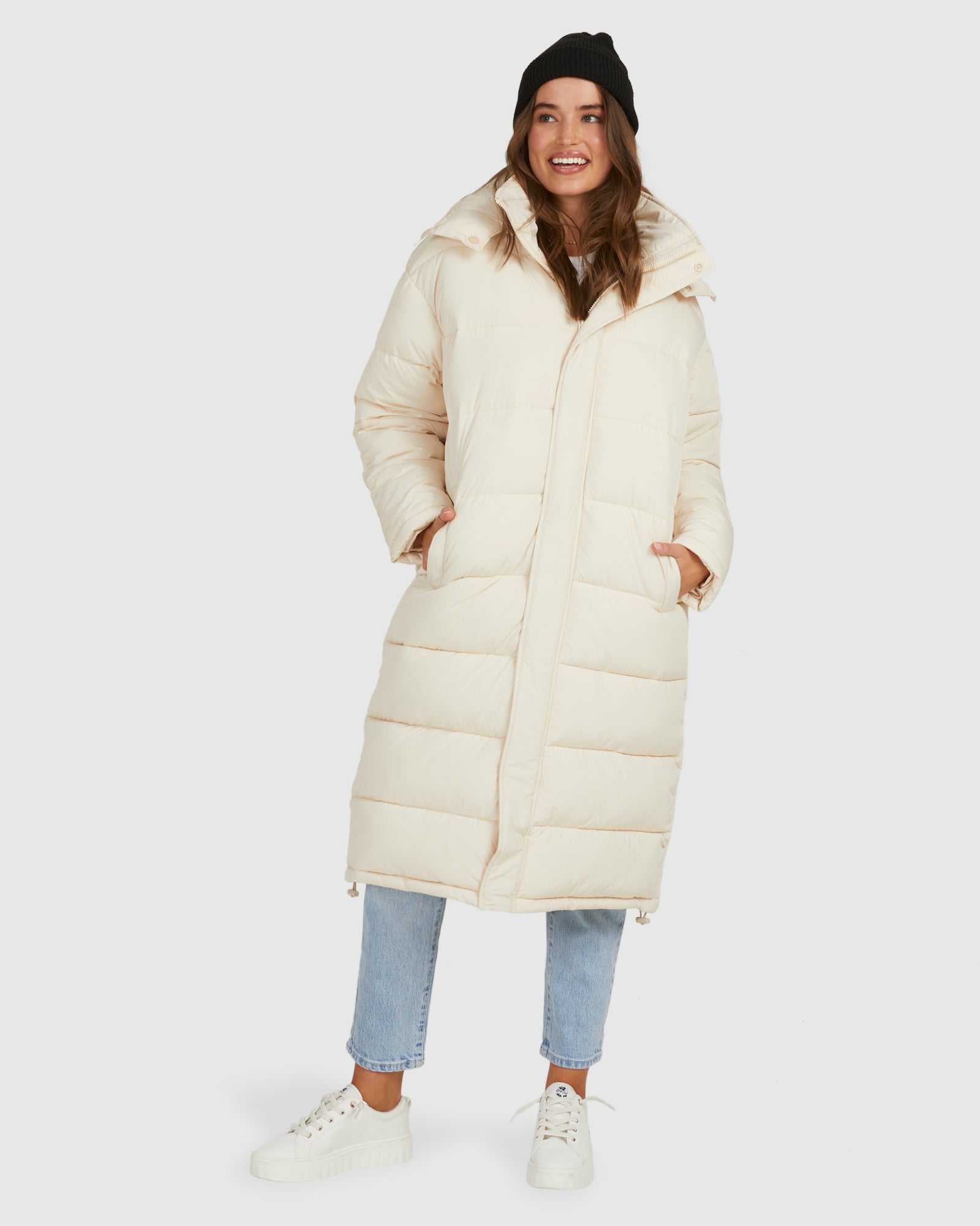 Womens Step Out Longline Puffer Jackets TAPIOCA Roxy